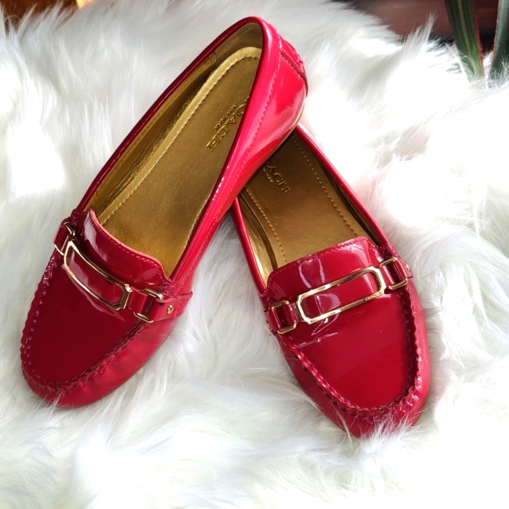COACH FLYNN PATENT LEATHER LOAFERS